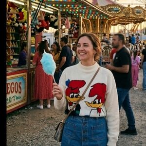 RARE Vtg 70s Walter Lantz WOODY WOODPECKER Turtleneck Sweater Medium